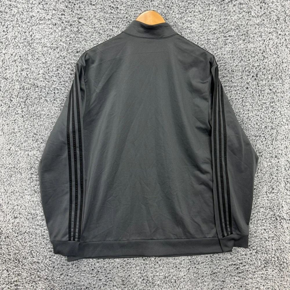 Adidas Jacket Mens 2XL Gray 3-Stripes Track Full Zip Zipper Pockets Athletic